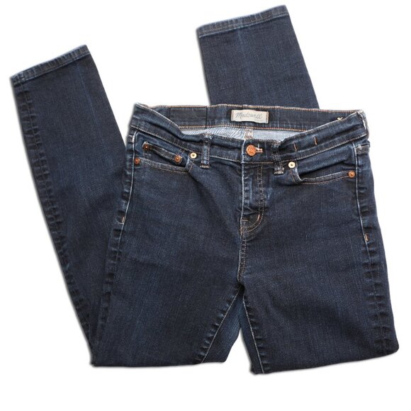 Madewell ALLEY Straight Jeans Mid Rise Slim Dark Wash Stretch Classic - Picture 2 of 11